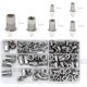 thumbnail image 1 of Paquete de 165 tuercas de remache de acero inoxidable, herramienta de tuerca con cabeza roscada plana, kit surtido de tapas de tuercas M3 M4 M5 M6 M8 M10, accesorio de herramienta de reparac, 1 of 5