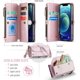 thumbnail image 2 of Funda de cuero para iPhone 12 Mini, funda tipo cartera cruzada con soporte RFID, ranuras para tarjetas de carga inalámbrica anticaídas, bolso de hombro de cuero sintético con correa ajustable, 2 of 9