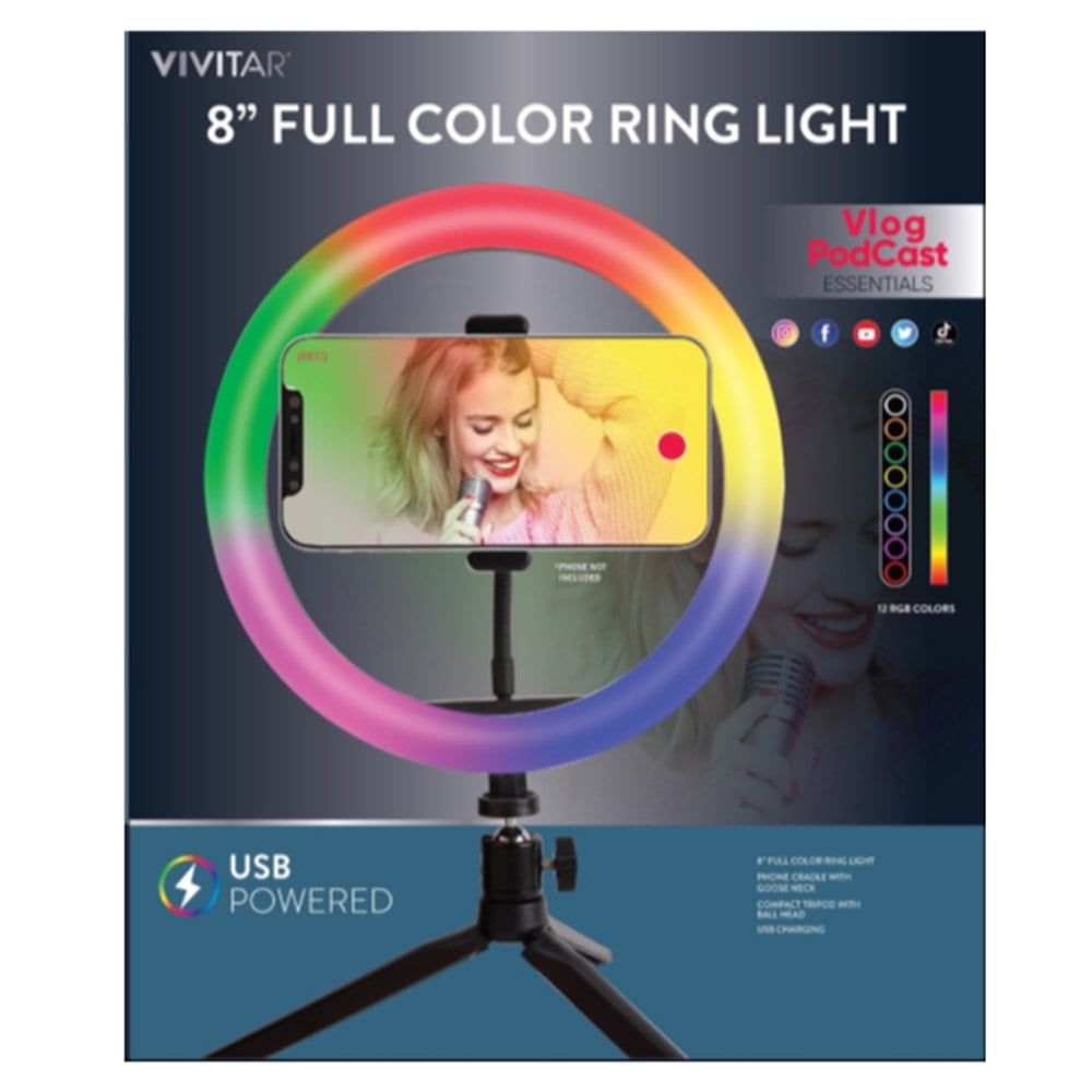 Vivitar 8 inch Full Color Ring Light - (VIVRLRGB8) - Walmart.com