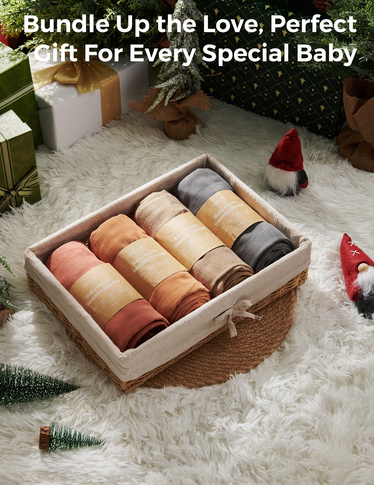 Momcozy Muslin Swaddle Blankets-Brown