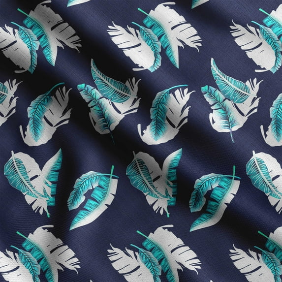 Soimoi Tropical Print, Silk Fabric, Decor Sewing Fabric by The Yard 42 Inch Wide,Decorative Fabric for Shirts Suits Ties, Blue