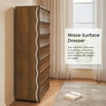 thumbnail image 6 of Tall Dresser for Bedroom, Modern 8 Drawers Dressers, Wood Wave Surface Chests of Drawers for Closet Hallway, Brown, 6 of 9