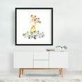 thumbnail image 2 of Giraffe, Safari Animals, Jungle Animals, Purple Flowers, Gender Neutral Nursery - Illustration Watercolor Whimsical Animal Floral Botanical Black Framed Wall Art Print 10 x 10 inches, 2 of 3
