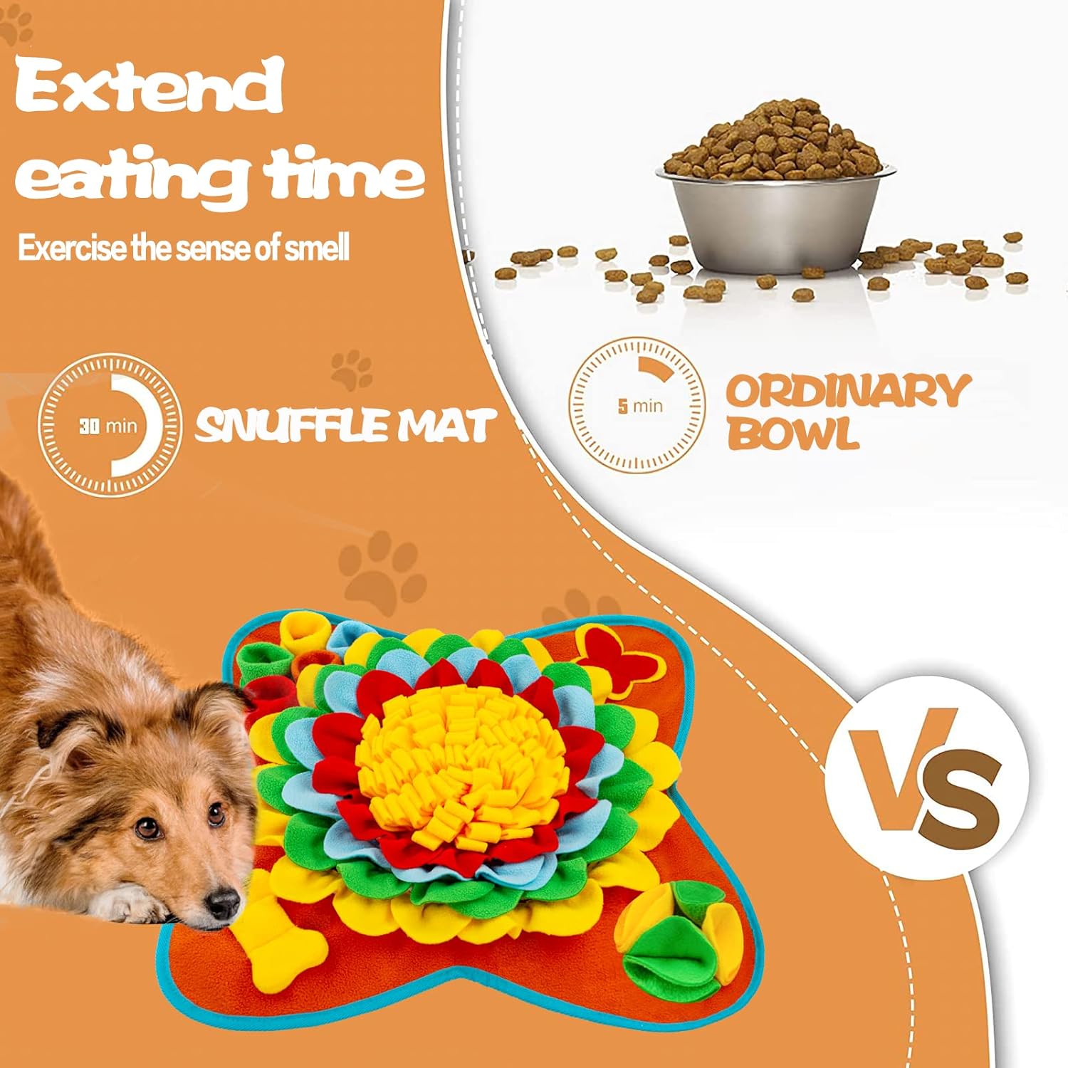Snuffle Mat for Dogs Pet Treats Feeding Mat for Small/Medium Breed Dogs Non-Slip/Portable/Durable Interactive Dog Puzzle Toys Encourages Natural Foraging Skills (Blue)