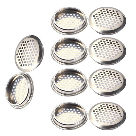 

5pcs Stainless Steel Air Vent Louver Silver Round Mesh Hole Soffit Vent for Kitchen Bathroom Cabinet