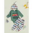 thumbnail image 4 of Michellecmm  Baby Boy Fall Outfit Letter Print Rompers and Tractor Print Pants Hat, 4 of 8