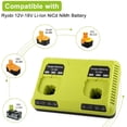 thumbnail image 2 of P117 Dual Chemistry 18V Charger para Batería Ryobi One Plus P190 P102 P103 P107 P108 PBP2005 PBP005 PBP006, 2 of 7
