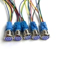 thumbnail image 2 of Dalazy 5 Pcs Interrupteur à Bouton-Poussoir Automatique 16 mm Portable Rond Auto-Bloquant Imperméable Anti-Corrosion Anti-Flammes Commutateurs de Réinitialisation Bleu, 2 of 2
