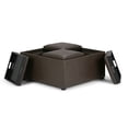 thumbnail image 4 of Simpli Home Avalon 35 inch Wide Contemporary Square Coffee Table Storage Ottoman in Chocolate Brown Vegan Leather, 4 of 12