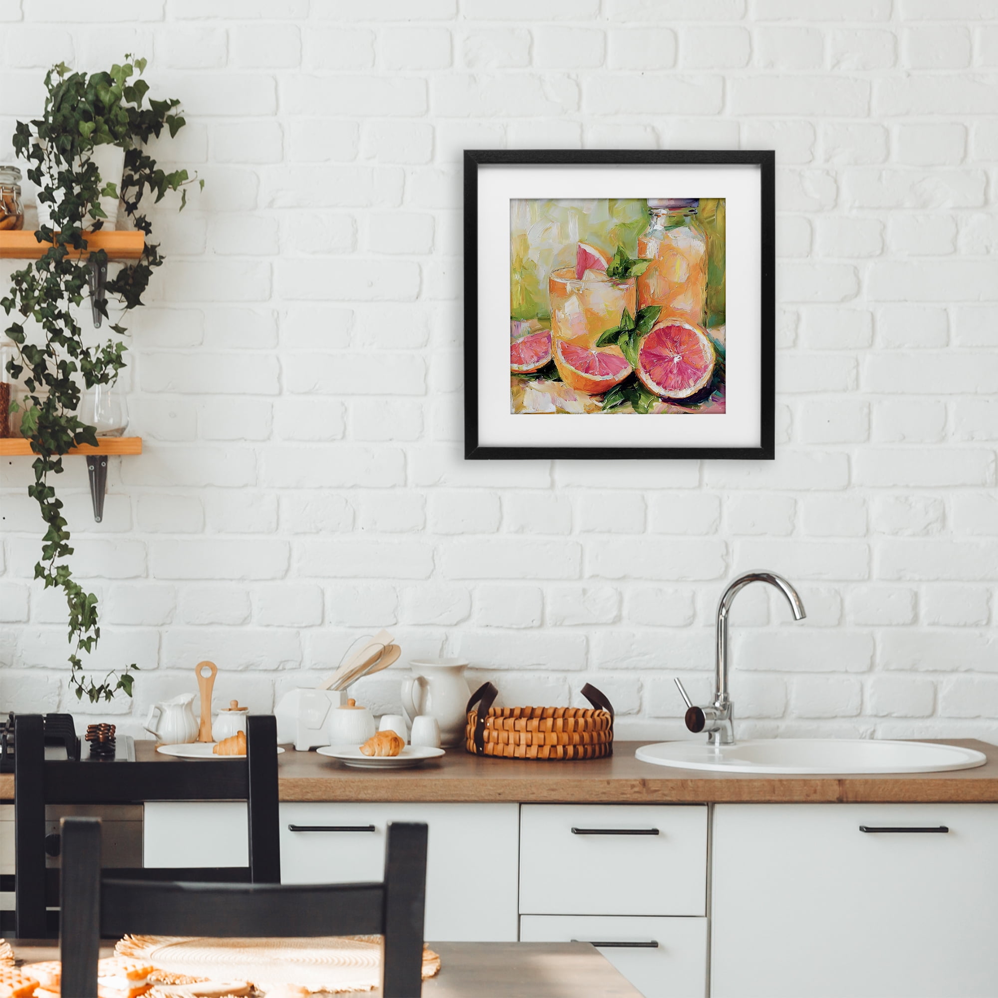 Stupell Industries Grapefruit Summer Refreshment Black Framed Print Under Glass, design by Riley B