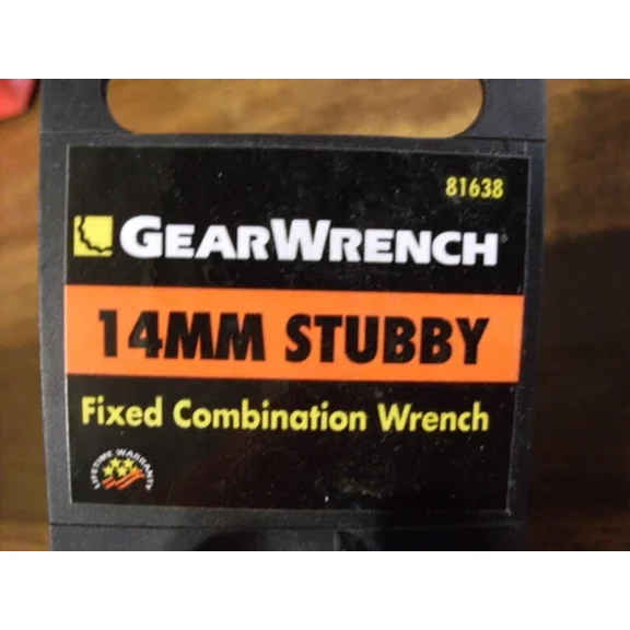 Gearwrench 14Mm Stubby Fixed Combination Wrench #81638 - Full Polish - 12 Point