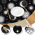 thumbnail image 4 of Black White Sun Moon Face Star Pattern Round Fitted Tablecloth with Elastic Edge,Dining Table Cover Waterproof,Outdoor Round Tablecloth for Camping,Dining,Indoor and Outdoor, 4 of 7