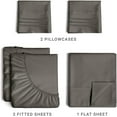 thumbnail image 3 of CGK Linens 5-Piece Ultra Soft & Comfy Hotel Luxury Sheet Set - Split King Size Cooling Bed Sheet Fits 8"-16" Mattresses, Dark Grey, 3 of 7