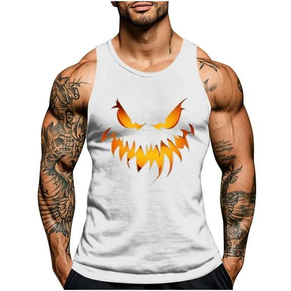 FDGIU 2025 Men's Muscle Tank Tops; Funny Graphic Print Sleeveless Shirts for Summer, Casual Fitness Workout Activewear, Quick-Dry Stretch Fit