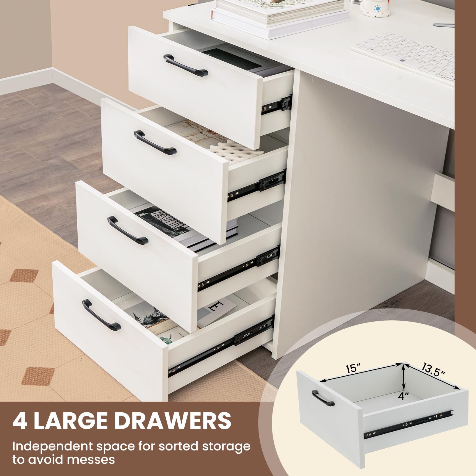 Giantex 4-Drawer Computer Desk, Modern Home Office Desk, Laptop Executive Desk, Makeup Vanity Table for Living Room & Bedroom