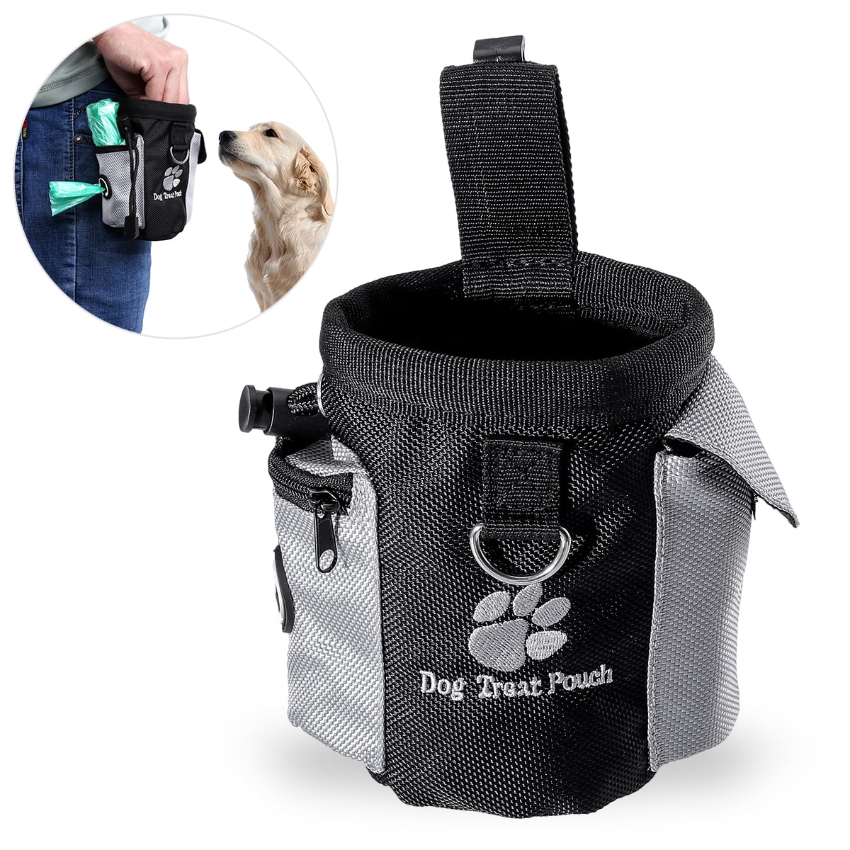 dog training treat pouch bag Dog Treat Pouch Black Oxford Cloth for Pet Owners 1Pcs