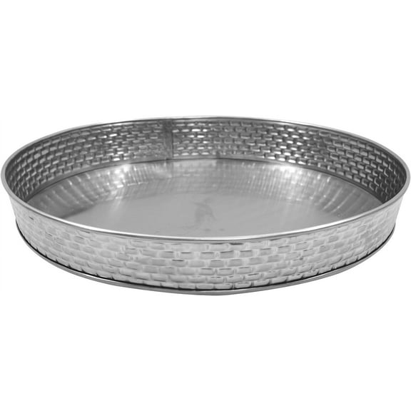 Tablecraft Brickhouse Collection Round Platter, Stainless Steel, 21.5 x 4 cm
