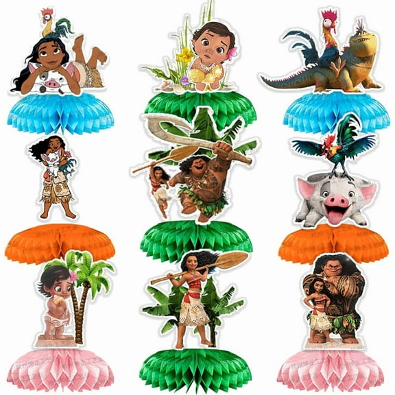 Moana Birthday Party Supplies, 7Pcs Honeycomb Centerpieces for Moana Party Decorations, Double Sided Table Decorations Centerpieces Party