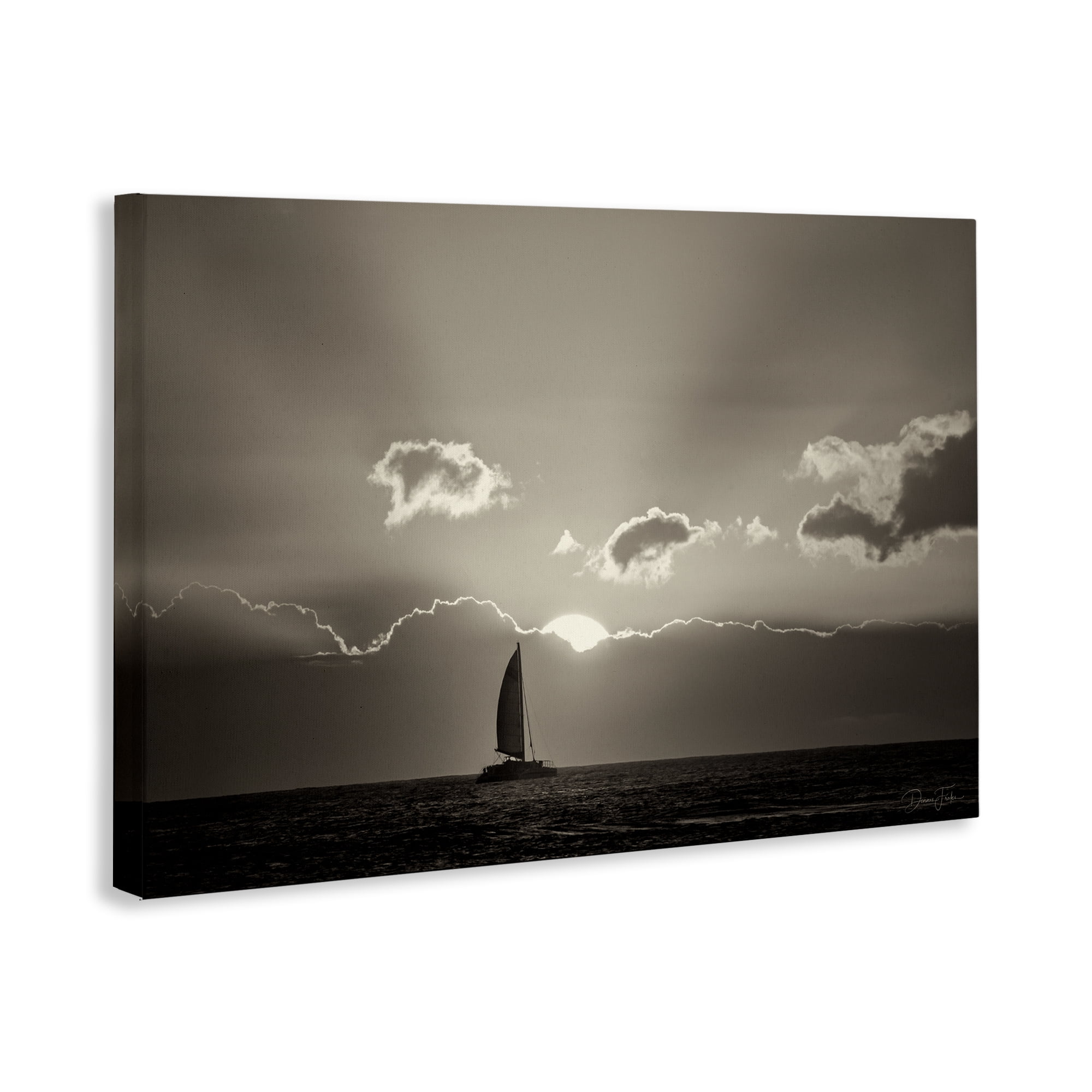Stupell Industries Sun Peeking Over Boat Landscape & Nature Photography Wrapped Canvas Art Print Wall Art, 24 x 16
