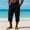 #431-Black, variant on Mens Linen Cropped Pants Elastic Waist Solid Breathable Calf Length Trousers with Pockets for Beach Gift