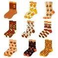 thumbnail image 6 of Thanksgiving Socks for Women Men Colorful Fall Designs Pumpkins Turkeys Leaf Pattern Cotton Middle Tube Socks Hosiery, 6 of 8