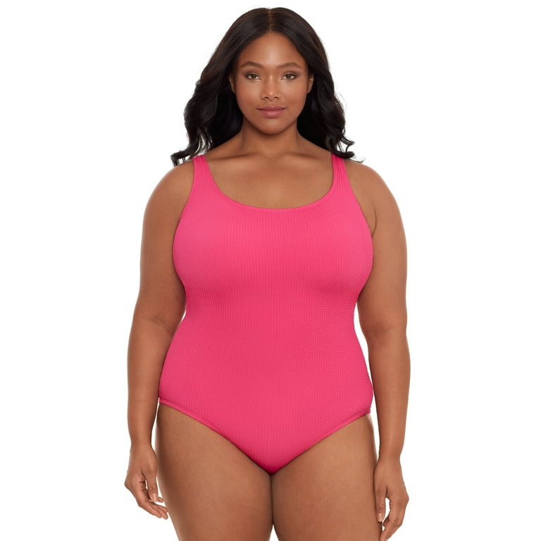 Time and Tru Women's and Plus Crinkle One Piece Swimsuit, Sizes XS