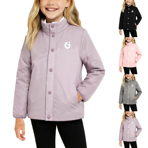 Xdegoge Down Jacket for Girls Boys Lightweight Padded Puffer Coats Thick Windproof Jackets Full Zip Stand Collar Coat Cute Fashion Fall Winter Outerwear with Pockets Size 3-17