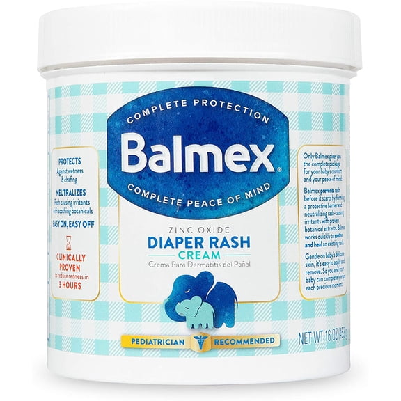 4 Pack - Balmex Diaper Rash Cream Jar - 16oz Each