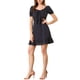 thumbnail image 2 of INSPIRE CHIC Vestido Mini de Cuello Corazón con Volantes para Mujeres en Azul S, 2 of 6