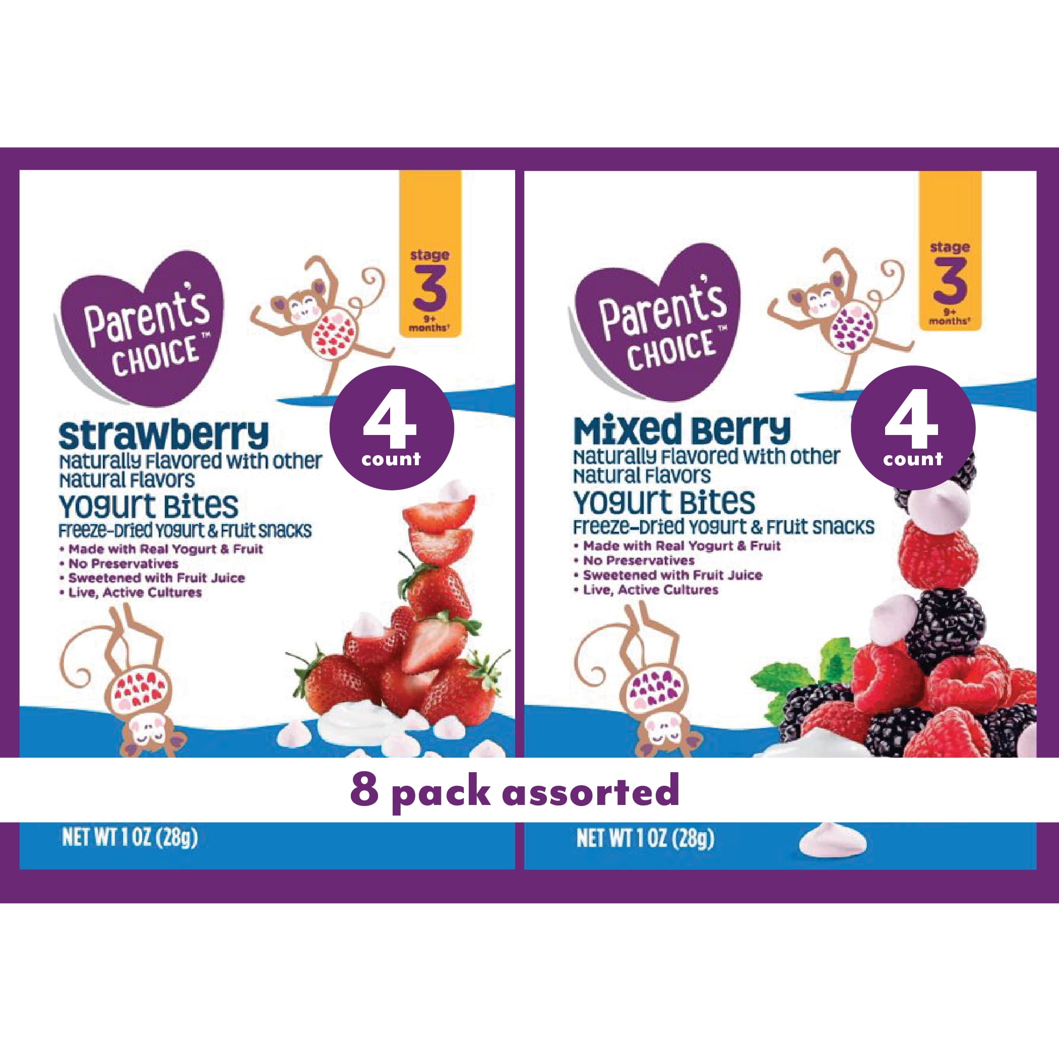 Parent's Choice Toddler Snacks - Ecomm 8pk Assorted Mixed Berry and Strawberry Yogurt Bites