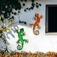 thumbnail image 4 of Metal Gecko Wall Art- 15 Inch Lizard Outdoor Decor Hanging Glass Sculpture, 2 Pack Gecko Wall Art Decorations for Garden Fence Home (Green&Orange), 4 of 8
