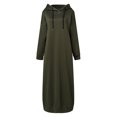 thumbnail image 3 of ZANZEA Dresses for Women Hooded Winter Long Sleeve Thin Fleece Long Pullover Dress, 3 of 9