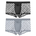 thumbnail image 2 of TANBOM Men's Bulge Enhancing Boxer Briefs Mesh Transparent Underwear Black/Gray XXXL 2-Pack, 2 of 6