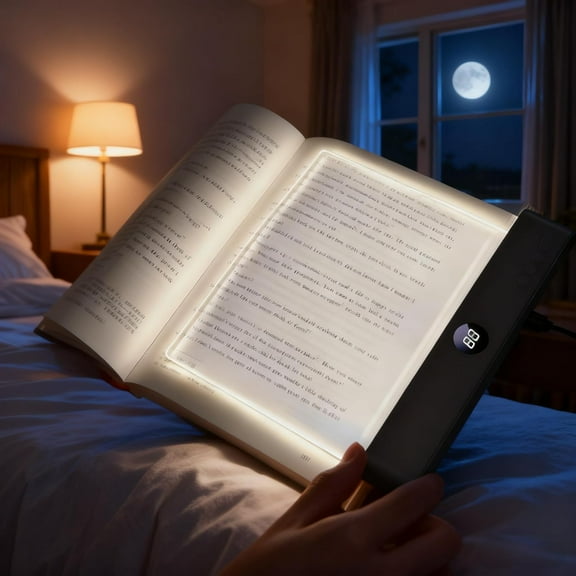Rechargeable LED Clip-on Book Light - 3 Color Modes & Timer, Dimmable Full Page Flat Reading Light for Bedtime Readers