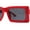 Red - Black, variant on Minimal Squared Rectangle Plastic Mod Plastic Sunglasses All Black