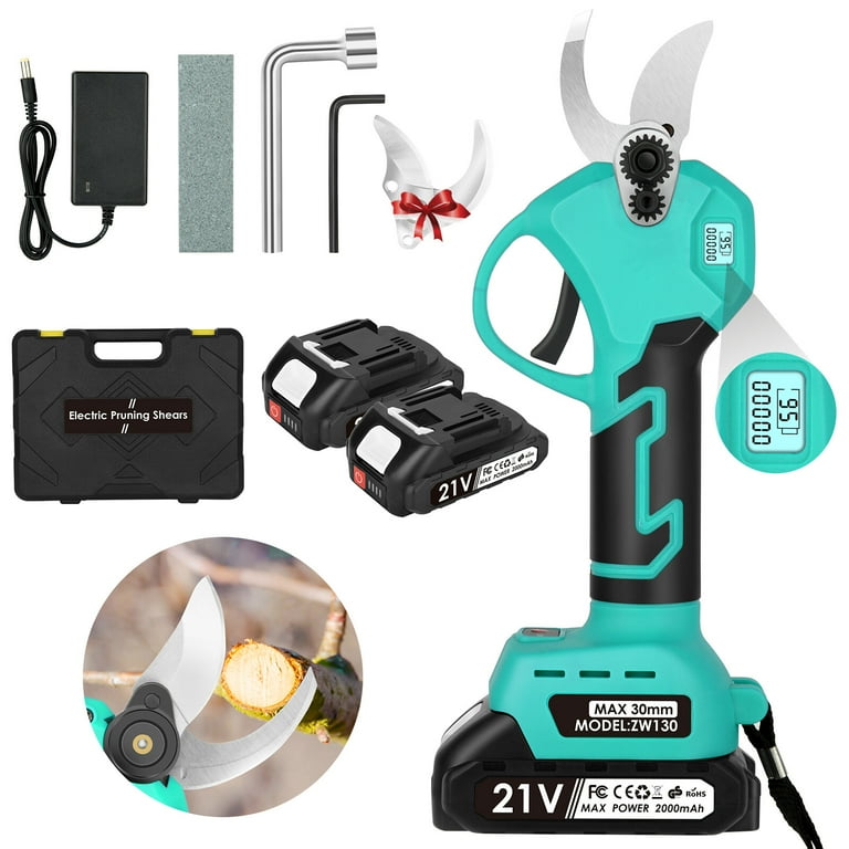 Professional 21v cordless electric pruning shears with 2 pack rechargeable battery powered deals
