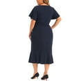 thumbnail image 4 of Vestidos formales de talla grande Agnes Orinda para mujer, con envoltura, escote en V, mangas cortas con volantes, vestido de cóctel para fiestas 3X azul marino, 4 of 7