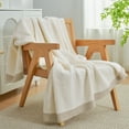 thumbnail image 3 of Amelie Home Chenille Waffle Knit Throw Blanket Reversible Bedding Blanket, 50" X 60",Ivory, 3 of 6