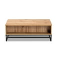 thumbnail image 5 of Baxton Studio Franklin Modern and Contemporary Oak Brown Finished Wood and Black Finished Metal 2-Drawer Coffee Table, 5 of 7