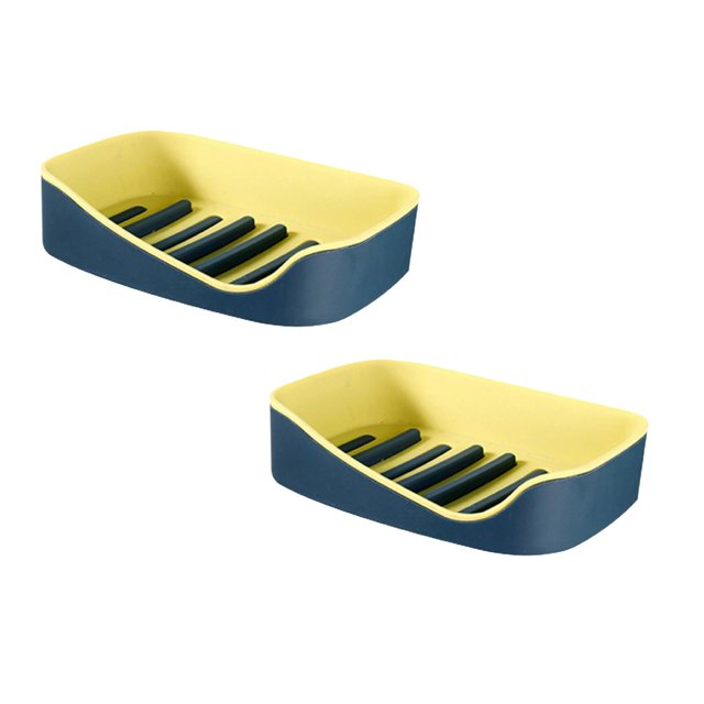 Oleegame 2PC Spoon And Lid Rest Soap Dish Shower Wall Mounted Soap Rack Bathroom Tub Drain Soap Dish Soap Dish Tray Box Kitchen Sink Counter Soap Dish Blue