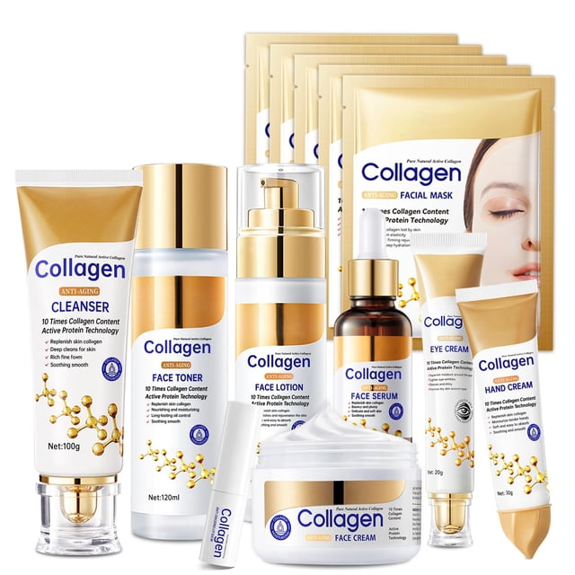 Set de cuidado de la piel mopayzer Collagen 13 en 1 con kit facial de 7 piezas