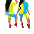 thumbnail image 3 of KOMOO Women 2Piece Outfits Short Sleeve Patchwork Tee Shorts Sports Sets Sportswear Oversize, 3 of 4
