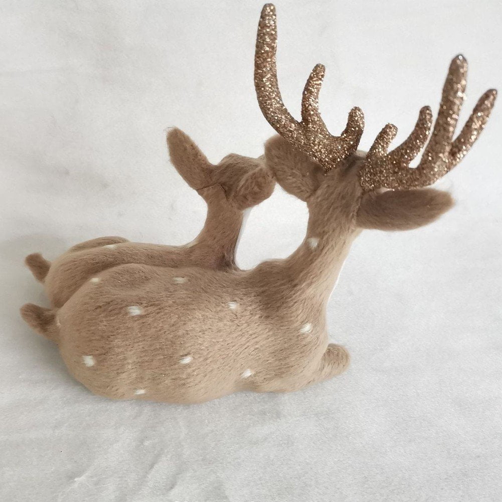 Deer Statue, 2Pcs Sika Deer Statue Sculpture Ornaments Animal Model Art Craft Outdoor Garden Decoration Ornament