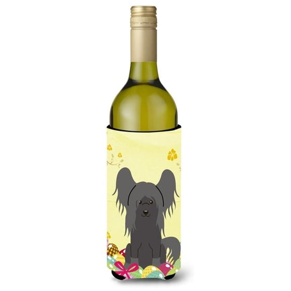 Carolines Treasures BB6112LITERK Easter Eggs Chinese Crested Black Wine Bottle Beverge Insulator Hugger