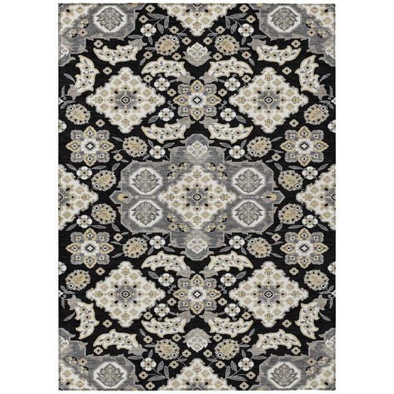 Dalyn Rugs Machine Washable Indoor/Outdoor Chantille Black 2'6" x 3'10" Rug