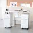 thumbnail image 5 of Ktaxon Nail Desk and Chair Set, Manicure Table Storage Station with 4 Drawers, Lockable Wheels, White, 5 of 7