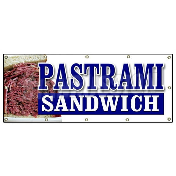 48"x120" PASTRAMI SANDWICH BANNER SIGN  Yiddish food restaurant butcher shop