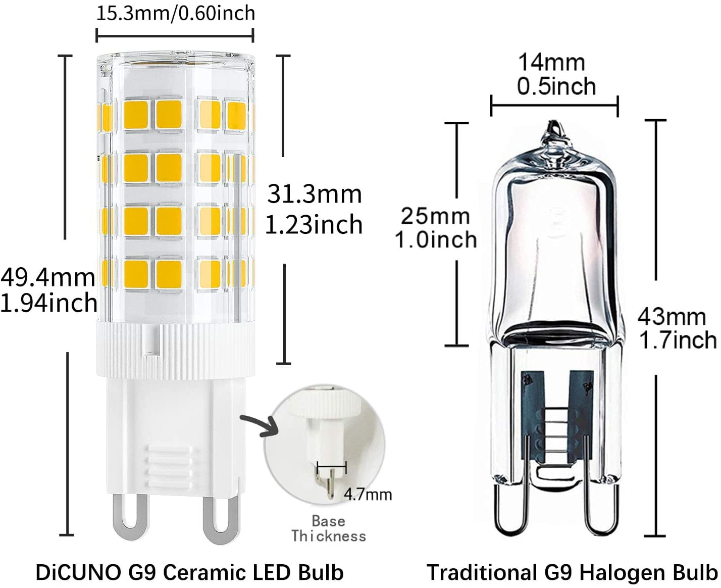 G9 LED Ceramic Base Light Bulbs 4W 40W Halogen Equivalent 400LM Soft White 30... 