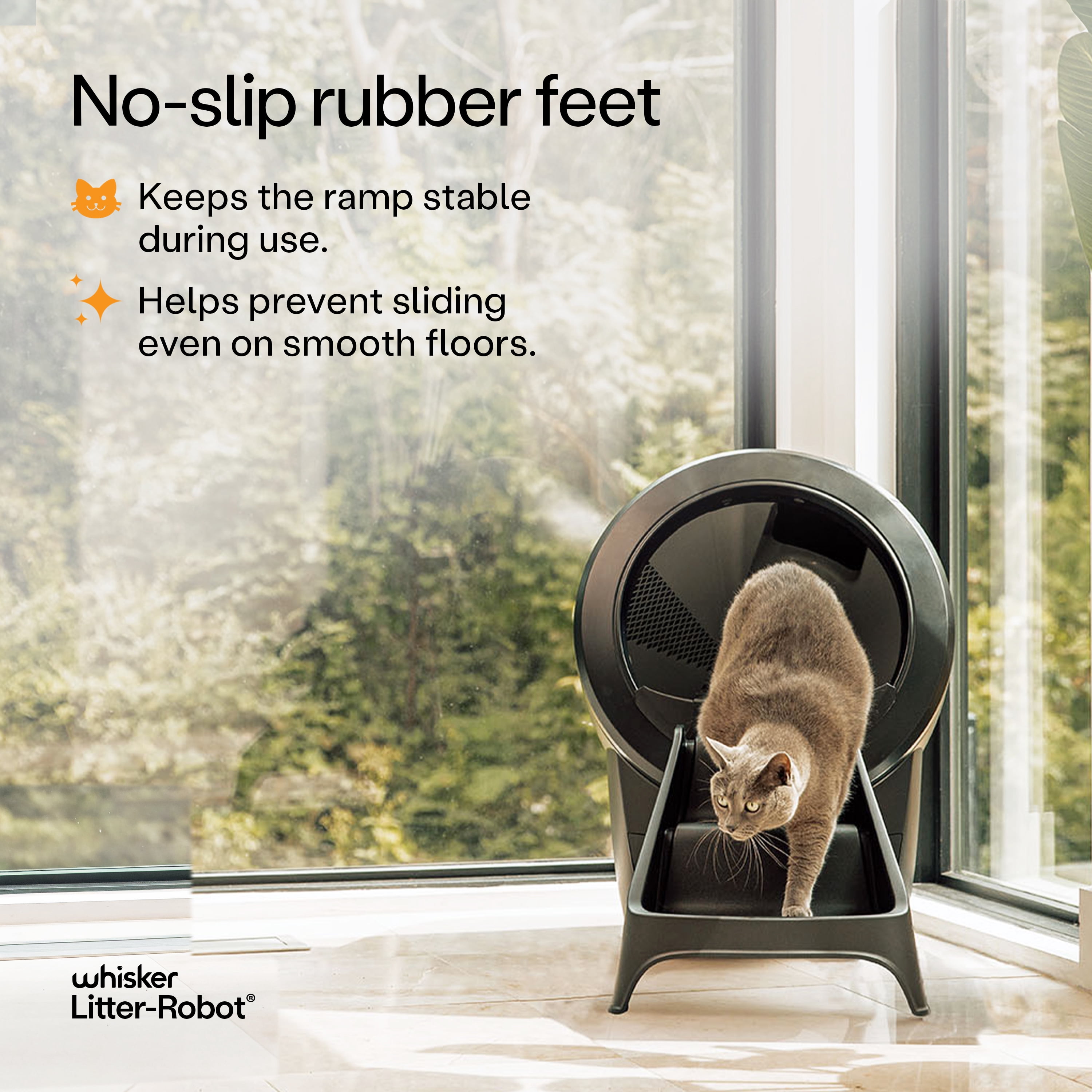 Litter-Robot 4 Ramp by Whisker, Black - Cat Ramp for Litter Box, Custom Fit for Litter-Robot 4, Non-Slip Rubber Feet, Suitable for Small & Older Cats, Made in the USA