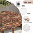 thumbnail image 3 of Brown Southwest Aztec Round Tablecloth for 55-60 Inch Tables, Fitted Table Cover with Elastic Edge, Farmhouse Vintage Geometric Waterproof Outdoor Table Cloth Protector for Patio Garden Dinner Picnic, 3 of 9